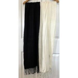 Lot of 2 Roundtree & Yorke Black & White Flannel Scarves Unisex Adult 72" Long